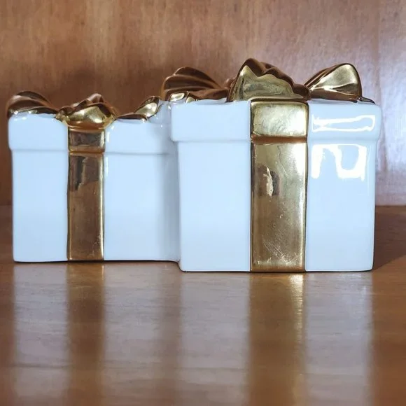 Mikasa Holiday Elegance Gold Porcelain Triple Taper Candle Holder Christmas - Picture 4 of 9